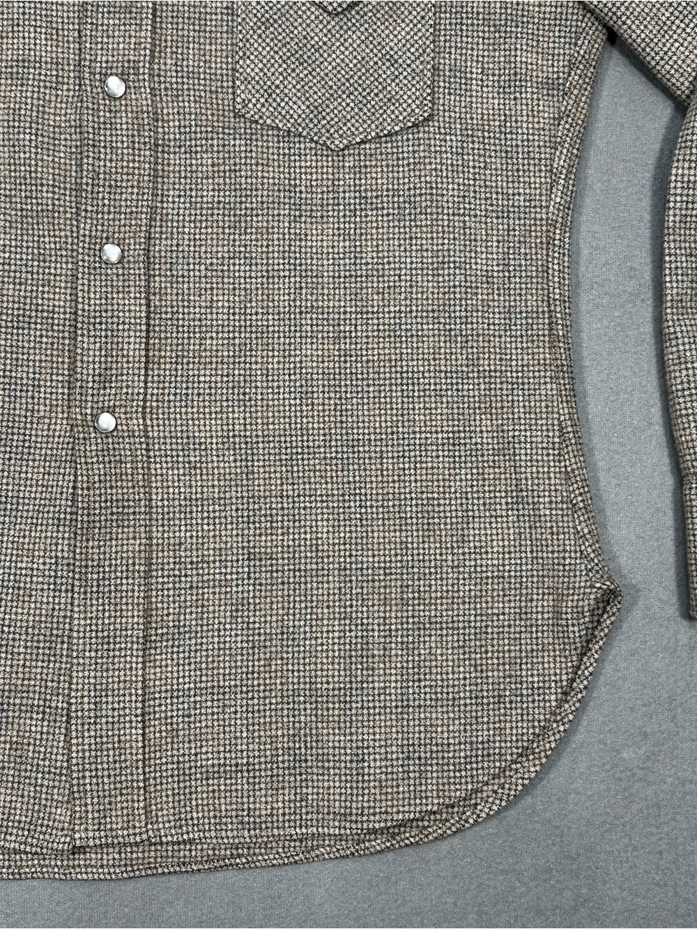 Vintage Pendleton Shirt Mens L Wool Western Snap Brown Tweed Shacket USA Style - Picture 7 of 15